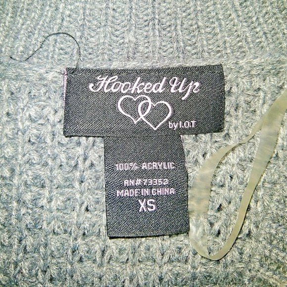 Hooked Up Womens Sweater Size XS Grey Heather Cut Out Caged V Neck - Picture 6 of 6